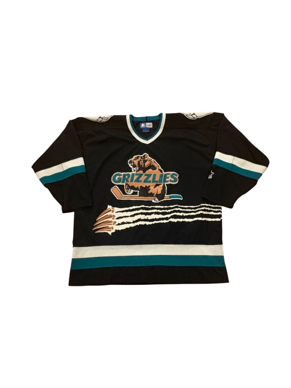Vintage 90s Starter Utah Grizzlies IHL Hockey Jersey Stitched Black Men's Large
